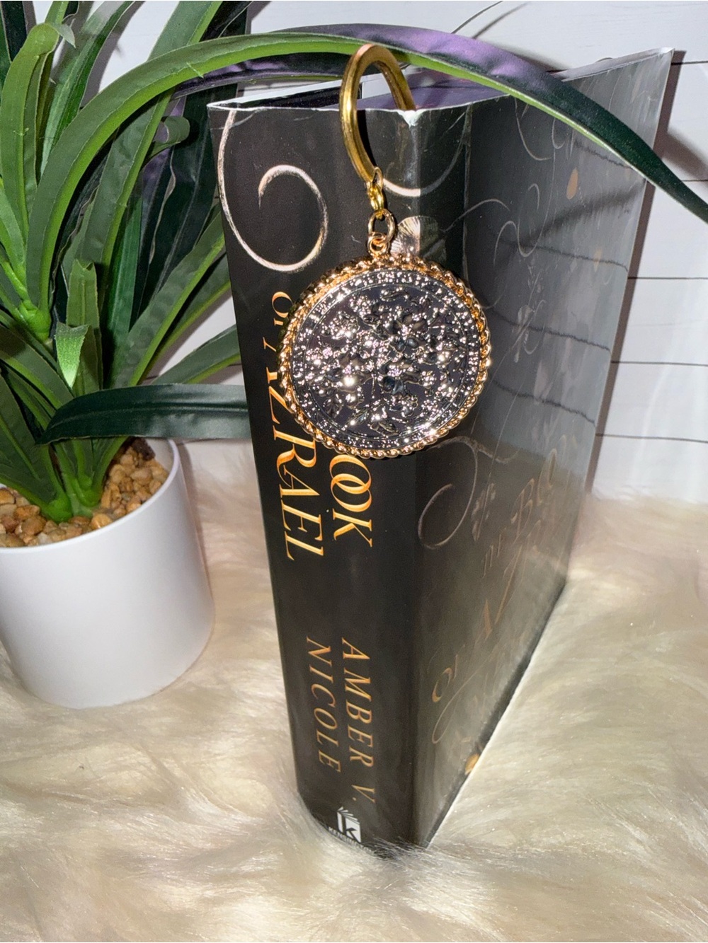 Gold and Black Metal Charm Bookmark